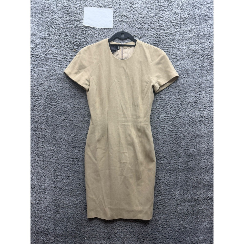 Vintage Escada By Margaretha Ley Wool Midi Sheath Dress Beige Womens Size S/M